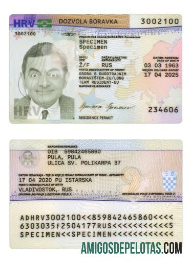 Autorização de residência na Croácia exemplo